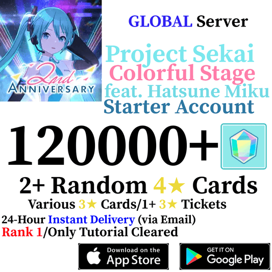 [GLOBAL] [INSTANT] 80,000-120,000+ Gems 2+ 4* Project Sekai Colorful Stage ft. Hatsune Miku PJSekai Reroll Account - Skye1204 Gaming Shop