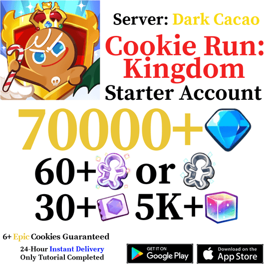 [GLOBAL/Dark Cacao] [INSTANT] 70,000+ Gems | Cookie Run: Kingdom Starter Reroll Account - Skye1204 Gaming Shop