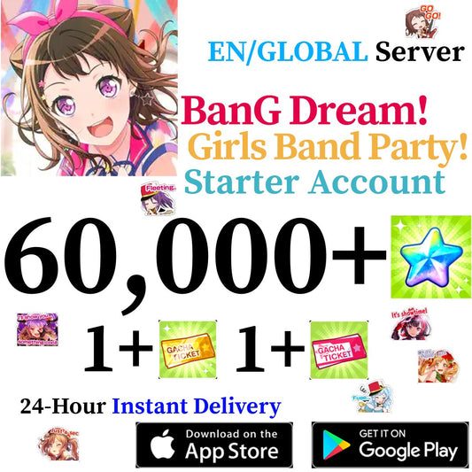 [GLOBAL/EN] [INSTANT] 60000+ Stars BanG Dream Girls Band Party Bandori Starter Reroll Account - Skye1204 Gaming Shop
