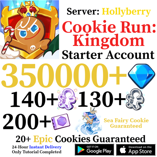 [GLOBAL/Hollyberry] 350,000+ Gems Sea Fairy Cookie Run: Kingdom Starter Account - Skye1204 Gaming Shop