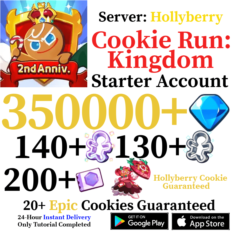[GLOBAL/Hollyberry] Hollyberry Cookie + 350,000+ Gems Cookie Run: Kingdom Starter Account - Skye1204 Gaming Shop