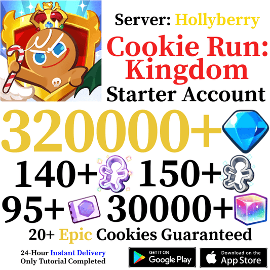 [GLOBAL/Hollyberry][INSTANT] 320,000+ Gems | Cookie Run: Kingdom Starter Reroll Account - Skye1204 Gaming Shop