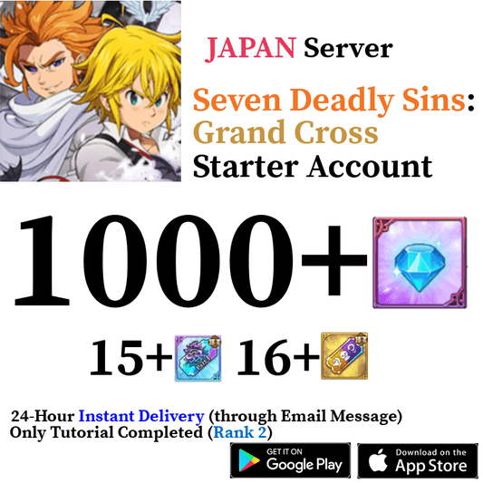 [JP] [INSTANT] 1000+ Diamonds | Seven Deadly Sins 7DS Grand Cross Starter Reroll Account - Skye1204 Gaming Shop