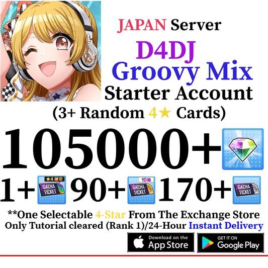 [JP] [INSTANT] 105000+ Gems + 4* | D4DJ Groovy Mix Starter Reroll Account - Skye1204 Gaming Shop