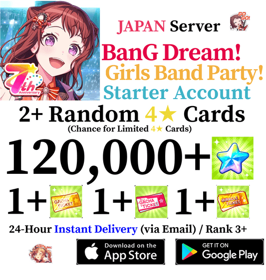[JP] [INSTANT] 120000+ Stars BanG Dream Girls Band Party Bandori Starter Reroll Account - Skye1204 Gaming Shop