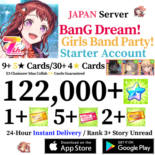 [JP] [INSTANT] 122000+ Stars, Chainsaw Man Collab Cards Guaranteed | BanG Dream Girls Band Party Bandori Starter Reroll Account - Skye1204 Gaming Shop