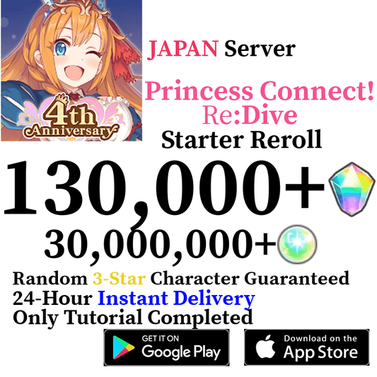 [JP] [INSTANT] 130,000+ Gems | Princess Connect Re:Dive Starter Reroll - Skye1204 Gaming Shop