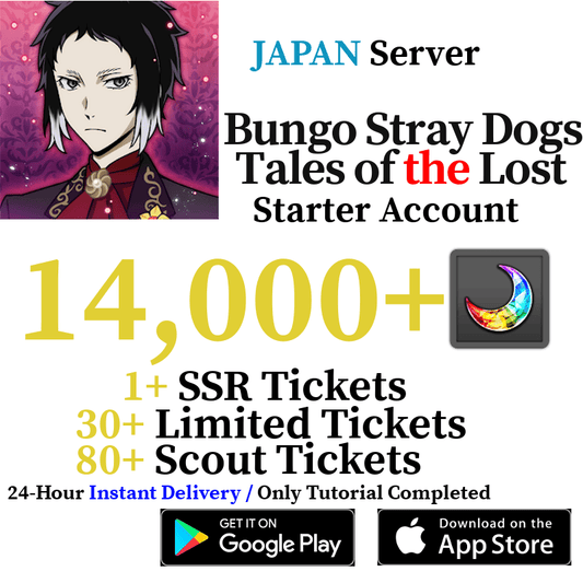[JP] [INSTANT] 14000+ Gems Bungo Stray Dogs: Tales of the Lost Starter Reroll Account - Skye1204 Gaming Shop