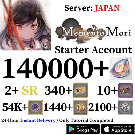 [JP] [INSTANT] 140000+ Gems | Memento Mori Starter Reroll Account - Skye1204 Gaming Shop