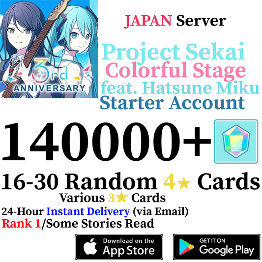 [JP] [INSTANT] 140000+ Gems Project Sekai Colorful Stage ft Hatsune Miku PJSekai Reroll Starter Account - Skye1204 Gaming Shop