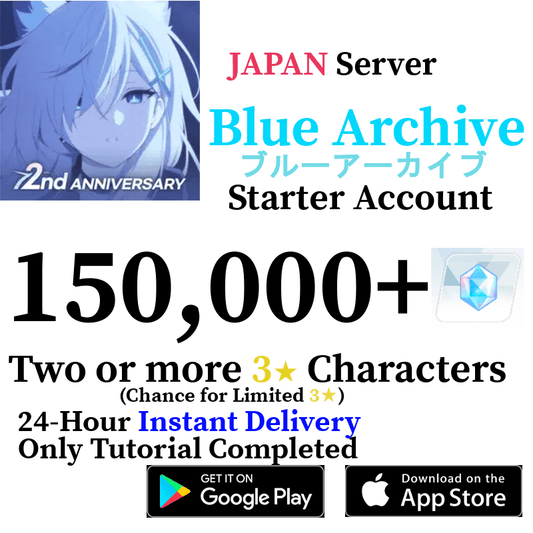 [JP] [INSTANT] 150000+ Gems | Blue Archive Starter Reroll Account - Skye1204 Gaming Shop