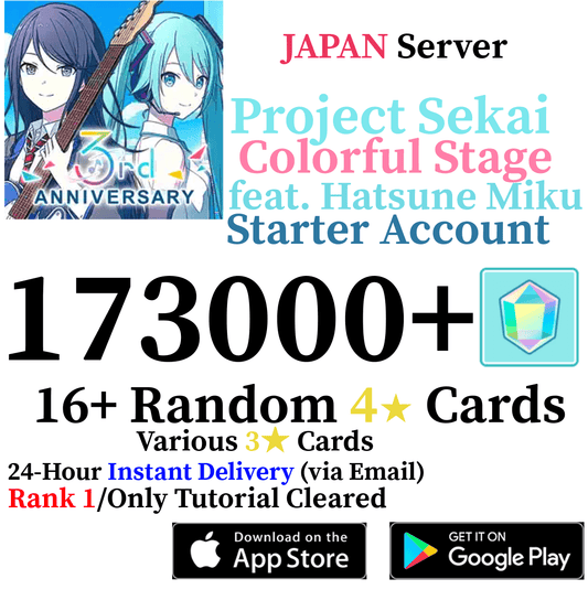 [JP] [INSTANT] 173,000+ Gems Project Sekai Colorful Stage ft. Hatsune Miku PJSekai Starter Account - Skye1204 Gaming Shop