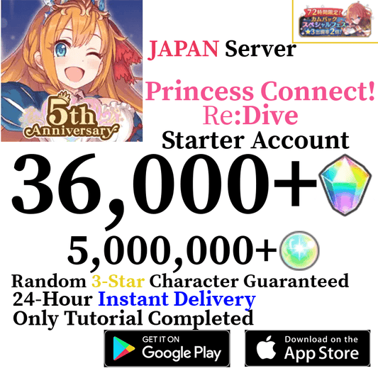 [JP] [INSTANT] 36,000+ Gems | Princess Connect Re:Dive Starter Reroll - Skye1204 Gaming Shop