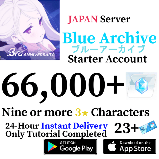 [JP] [INSTANT] 66000+ Gems | Blue Archive Starter Reroll Account - Skye1204 Gaming Shop