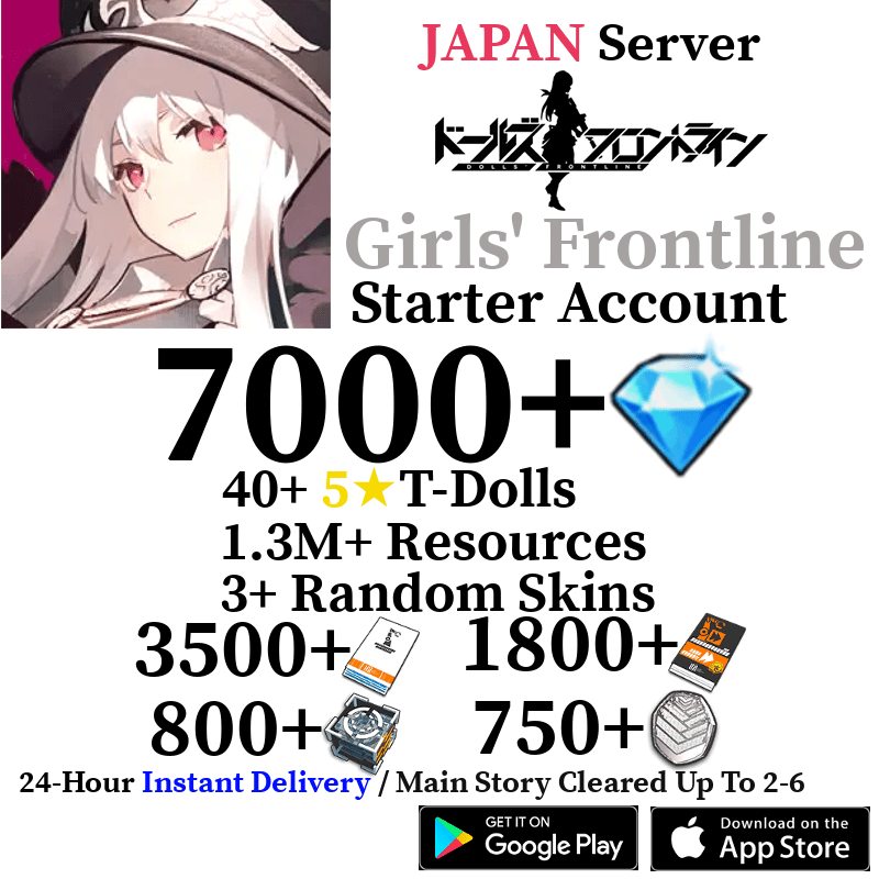 [JP] [INSTANT] 7000+ Gems, 3500+ T-Doll Contracts, 40+ 5⭐ | Girls' Frontline ドールズフロントライン Starter Account - Skye1204 Gaming Shop