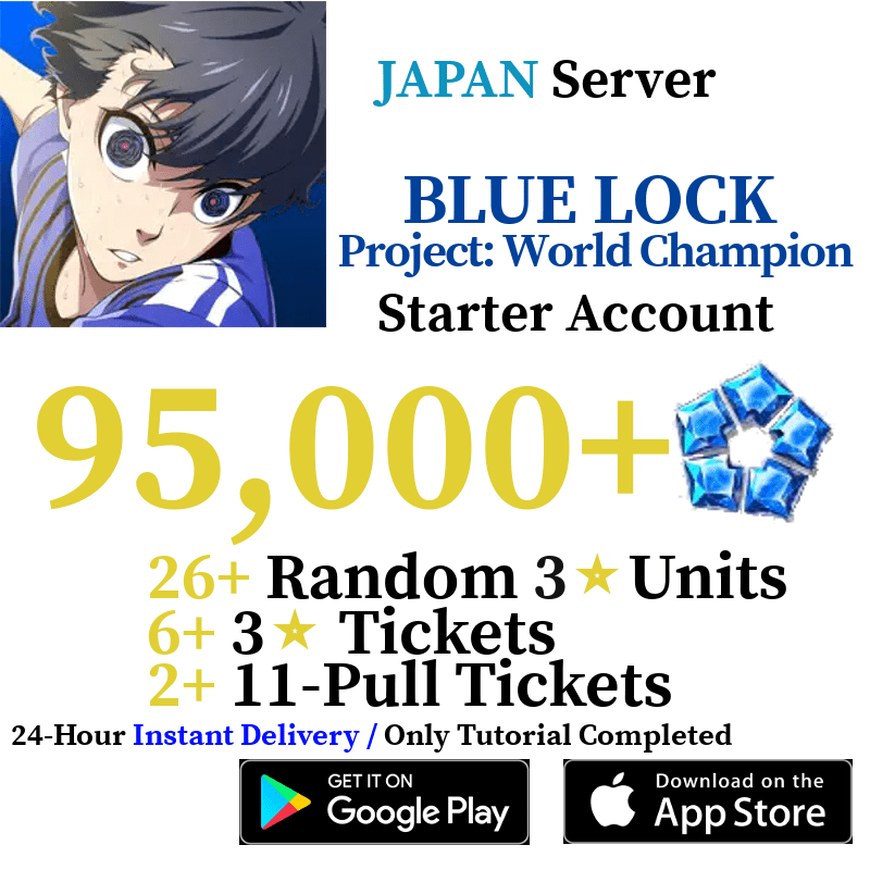 [JP] [INSTANT] 95000+ Gems BLUE LOCK Project: World Champion Starter Reroll Account - Skye1204 Gaming Shop
