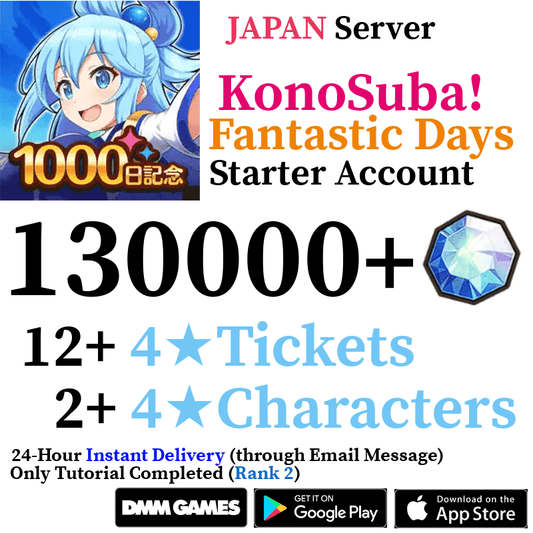 [JP] [INSTANT] (BUY 2 GET 3) 130000+ Quartz | KonoSuba Fantastic Days Starter Account - Skye1204 Gaming Shop