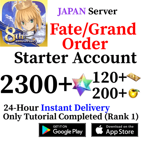 [JP] INSTANT (Lv. 1 Fuyuki) 2300+ SQ 120 Tix Fate Grand Order FGO Quartz Starter Reroll Account - Skye1204 Gaming Shop