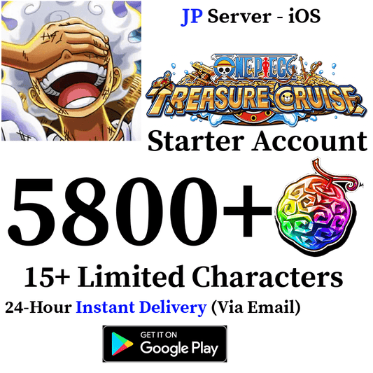 [JP - iOS][INSTANT] 5800+ Gems ONE PIECE Treasure Cruise Starter Reroll Account - Skye1204 Gaming Shop