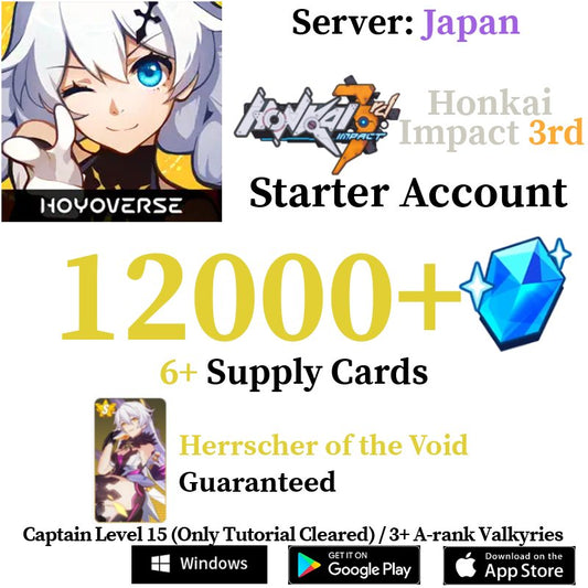 [JP][INSTANT] 12000+ Crystals Honkai Impact 3 Houkai Reroll Starter Account - Skye1204 Gaming Shop