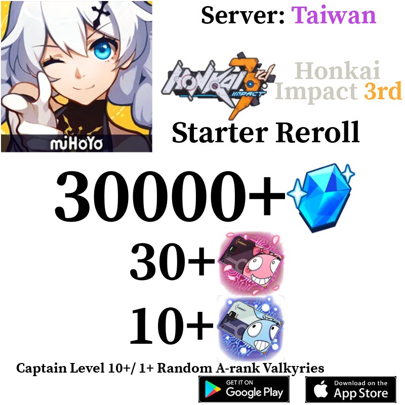 [TW] [INSTANT] 30000+ Crystals | Honkai Impact 3 Starter Reroll Account - Skye1204 Gaming Shop