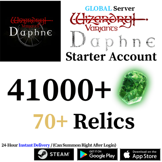 [GLOBAL] [INSTANT] 36000-41000+ Gems, 70+ Relics | Wizardry Variants Daphne Starter Account