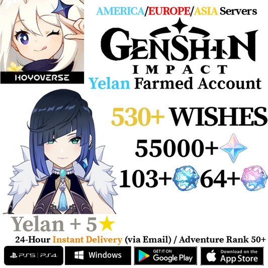 [AMERICA/EUROPE/ASIA] [INSTANT] Yelan Genshin Impact Primogems Fates Reroll Account