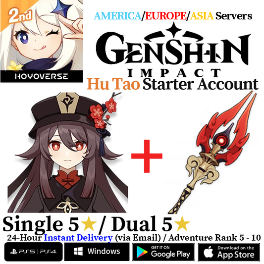 [AMERICA/EUROPE/ASIA] [INSTANT] Hu Tao + Staff of Homa Genshin Impact Fresh Starter Account AR10