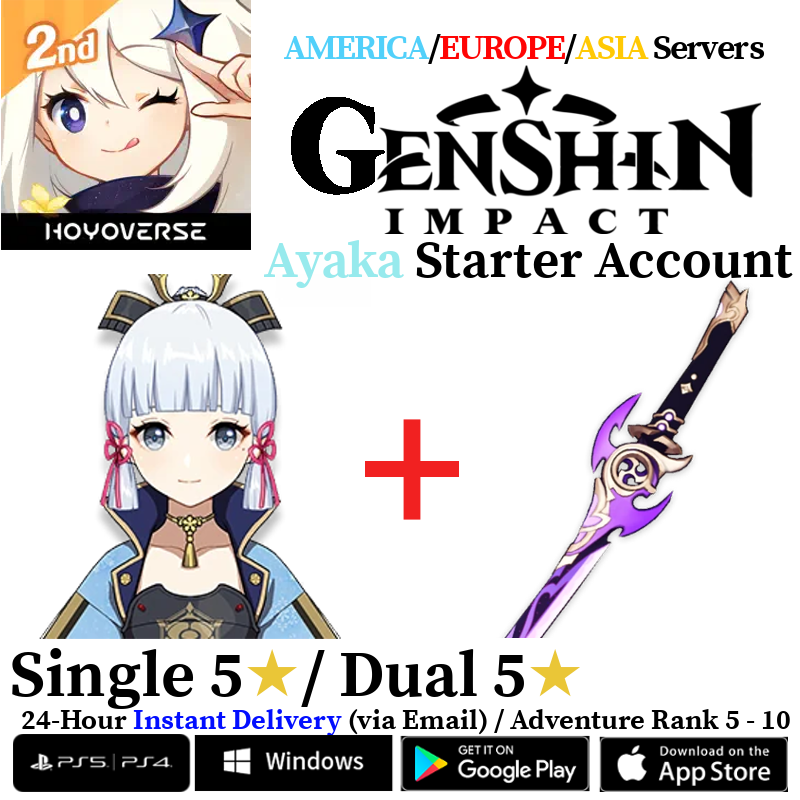 [AMERICA/EUROPE/ASIA] [INSTANT] Ayaka + Mistsplitter Genshin Impact Fresh Starter Account AR10