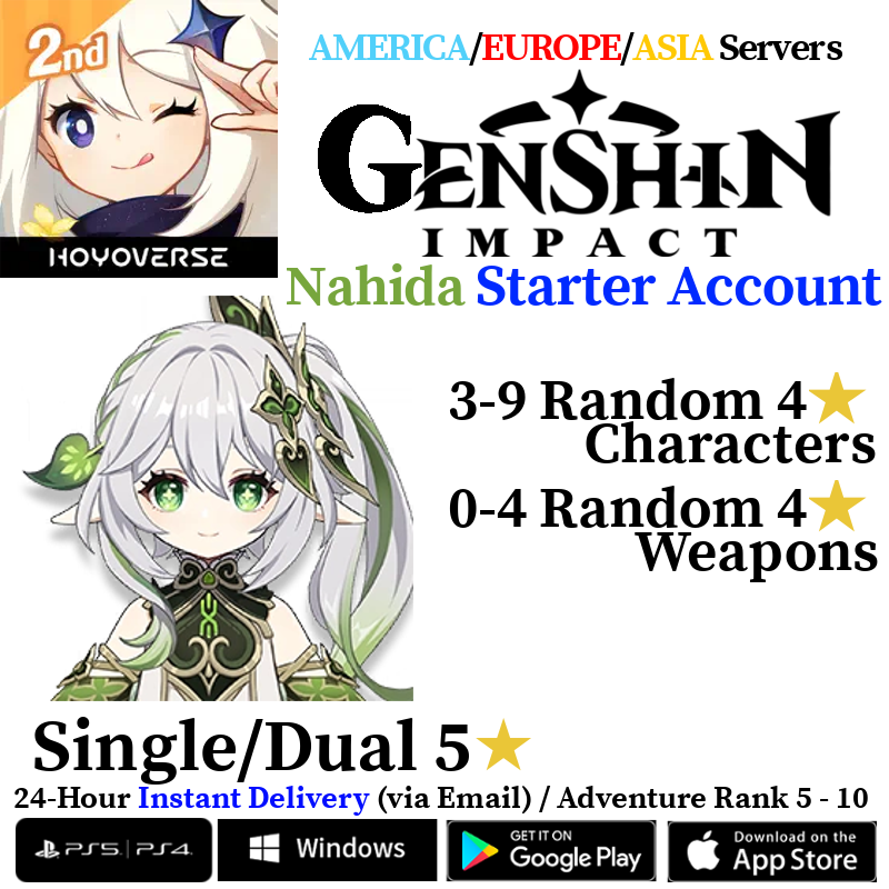[AMERICA/EUROPE/ASIA] [INSTANT] Nahida Genshin Impact Fresh Starter Account AR10