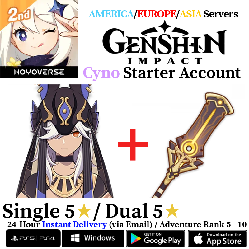 [AMERICA/EUROPE/ASIA] [INSTANT] Cyno + Staff of the Scarlet Sands Genshin Impact Starter Account