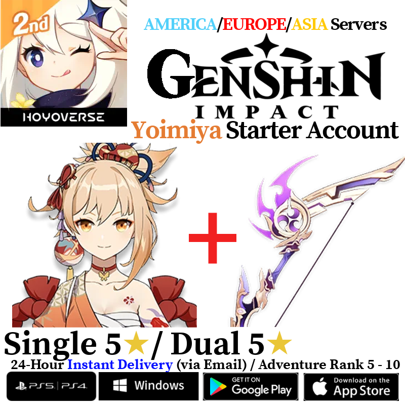 [AMERICA/EUROPE/ASIA] [INSTANT] Yoimiya + Thundering Pulse Genshin Impact Fresh Starter Account AR10