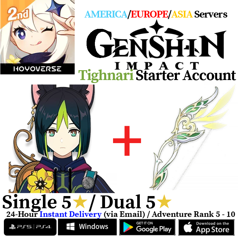 [AMERICA/EUROPE/ASIA] [INSTANT] Tighnari + Hunter's Path Genshin Impact Fresh Starter Account AR10