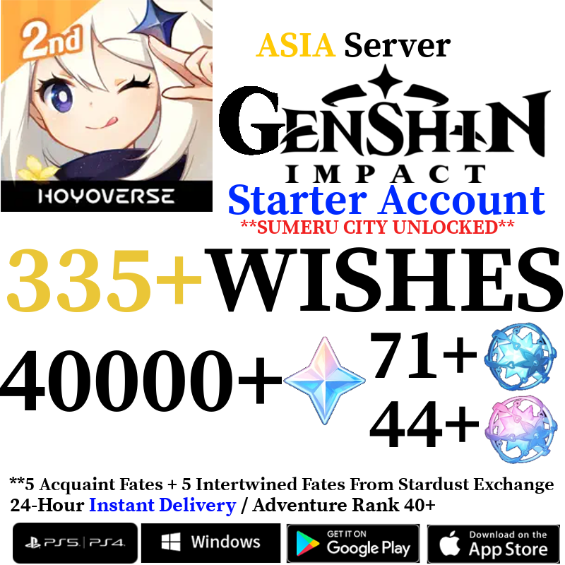 [ASIA] [INSTANT] 40000+ Primogems Fates Genshin Impact Reroll Account