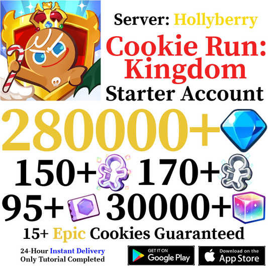 [GLOBAL/Hollyberry][INSTANT] 280,000+ Gems | Cookie Run: Kingdom Starter Reroll Account