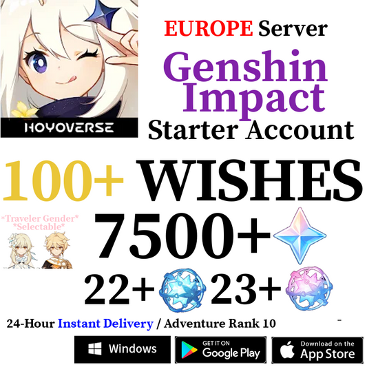 [EUROPE] [INSTANT] 7500+ Primogems Fates Genshin Impact Reroll Account AR10
