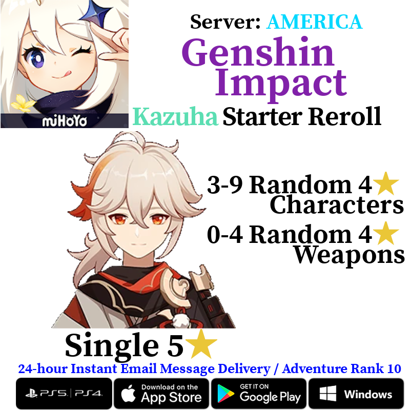 [AMERICA/NA] [INSTANT] Kazuha Genshin Impact Fresh Starter Account AR10